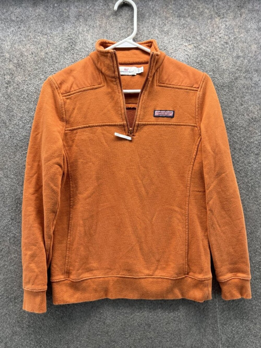 Vineyard Vines Sweater Womens XS Orange Mock Neck 1/4 Zip The Shep Knit Pullover